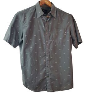 Marmot For Life Shirt Men's Medium Gray Print Button Up Breathable Short Sleeve